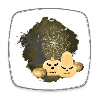 Bäume, Kürbisse, Halloween Outfit, Gruselige Print - Viereckiger Kühlschrankmagnet - Weiß - Vorne