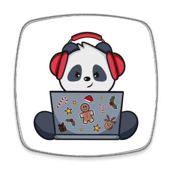 Gaming Panda - Edition Christmas - Square fridge magnet - white - Front