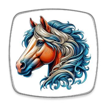 Cheval - Magnet carré - blanc - Devant
