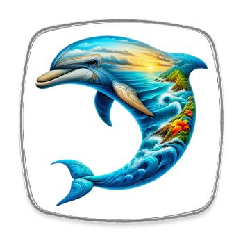 Delfin - Viereckiger Kühlschrankmagnet - Weiß - Vorne