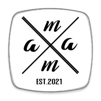 Mama Established 2021 – Minimalist Gift Design - Square fridge magnet - white - Front