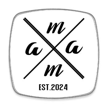 Mama Established 2024 – Minimalist Gift Design - Square fridge magnet - white - Front