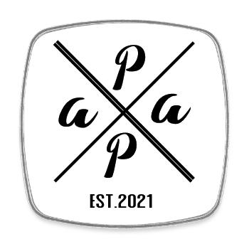 Papa Est. 2021 Conception typographique - Magnet carré - blanc - Devant