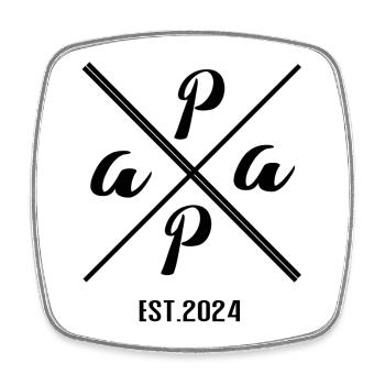 Papa Established 2024 - Conception de cadeaux minimalistes - Magnet carré - blanc - Devant