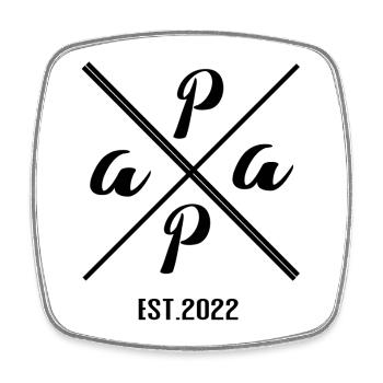 Papa Established 2022 – Minimalist Geschenk Design - Viereckiger Kühlschrankmagnet - Weiß - Vorne