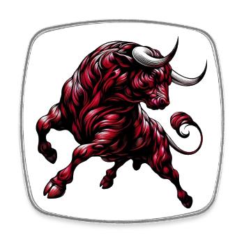 Stier - Viereckiger Kühlschrankmagnet - Weiß - Vorne
