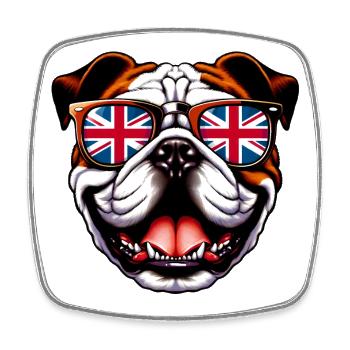 English Bulldog Dog - Square fridge magnet - white - Front