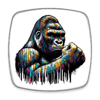 Gorilla - Square fridge magnet - white - Front