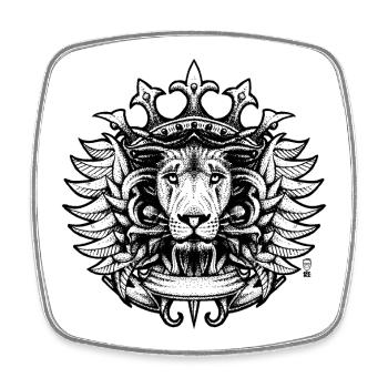 Lion Roi - Square fridge magnet - white - Front