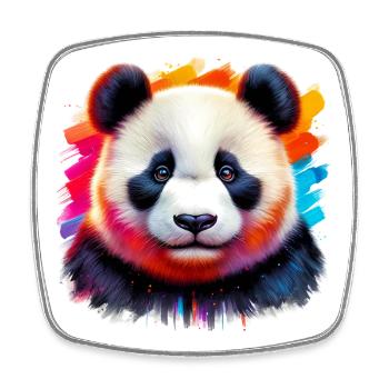 Panda - Viereckiger Kühlschrankmagnet - Weiß - Vorne