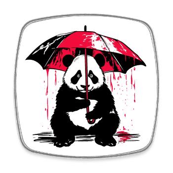 Panda Bär im Regen – Street Art Tattoo Style - Viereckiger Kühlschrankmagnet - Weiß - Vorne