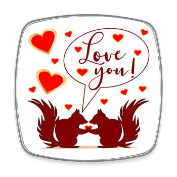 SQUIRREL - LOVE YOU COUPLE - Square fridge magnet - white - Front
