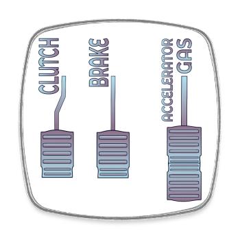 CLUTCH BRAKE ACCELERATOR GAS - Square fridge magnet - white - Front