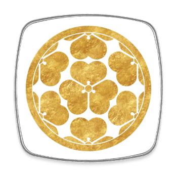 Vintage Faux Gold Chosokabe Japan Mon Oriental - Viereckiger Kühlschrankmagnet - Weiß - Vorne