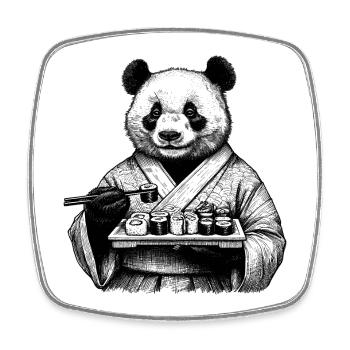 Sushi Panda Maki Kimono Drawing Gift - Square fridge magnet - white - Front