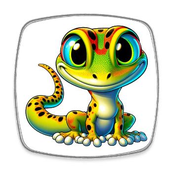 Gecko - Magnet carré - blanc - Devant