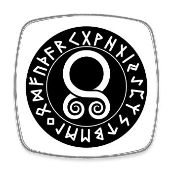 Sceau des Trollkors : Runes de Protection - Magnet carré - blanc - Devant