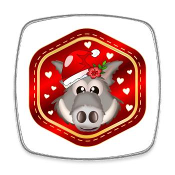 WEIHNACHTSGESCHENKE WILDSCHWEINE - Viereckiger Kühlschrankmagnet - Weiß - Vorne