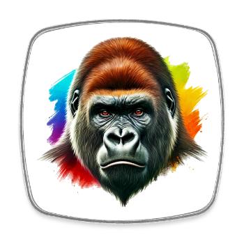 Gorilla - Viereckiger Kühlschrankmagnet - Weiß - Vorne