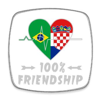 100 % amitié entre le Brésil et la Croatie - Magnet carré - blanc - Devant