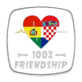 Bolivia and Croatia 100% friendship - Square fridge magnet - white - Front