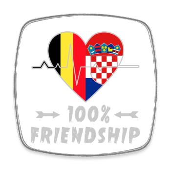 Belgien und Kroatien 100% Freundschaft - Viereckiger Kühlschrankmagnet - Weiß - Vorne