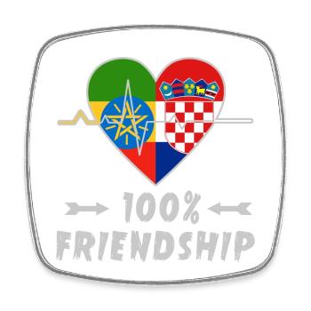 Äthiopien und Kroatien 100% Freundschaft - Viereckiger Kühlschrankmagnet - Weiß - Vorne