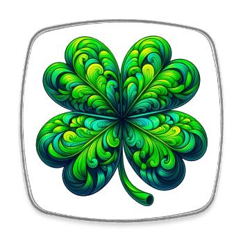 Trèfle à quatre feuilles - Magnet carré - blanc - Devant