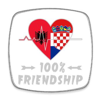 100 % amitié entre l'Albanie et la Croatie - Magnet carré - blanc - Devant
