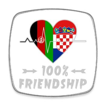 Afghanistan und Kroatien 100% Freundschaft - Viereckiger Kühlschrankmagnet - Weiß - Vorne