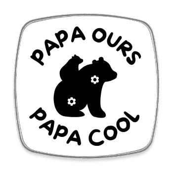 Papa Ours papa cool 1 - Magnet carré - blanc - Devant