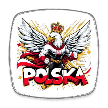 Polska Polen Adler Superheld Flagge Geschenk - Viereckiger Kühlschrankmagnet - Weiß - Vorne