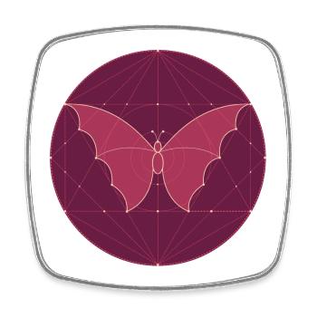 Cercle géométrique papillon - Magnet carré - blanc - Devant
