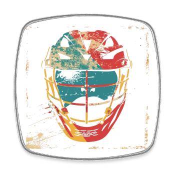 Oldschool Lacrosse Helmet - Square fridge magnet - white - Front