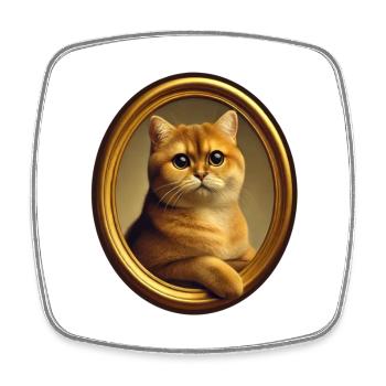 Katzenporträt Kater Carlo - Viereckiger Kühlschrankmagnet - Weiß - Vorne