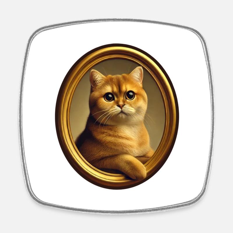 Portrait de chat Carlo le chat - Magnet carré - blanc