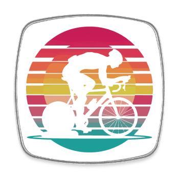 Neon Cyclist - Retro Indoor-Training - Viereckiger Kühlschrankmagnet - Weiß - Vorne