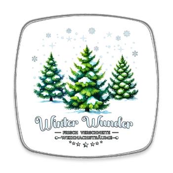 Winter Wunder – Verschneite Weihnachtsbäume - Viereckiger Kühlschrankmagnet - Weiß - Vorne