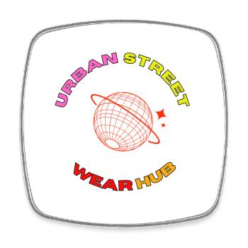 Urban Streetwear Hub Neon Globe - Square fridge magnet - white - Front
