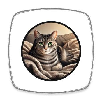 Cat portrait Charly - Square fridge magnet - white - Front