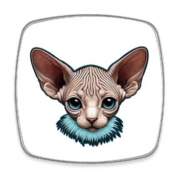 Kitty Sphynx aux yeux bleus - Magnet carré - blanc - Devant