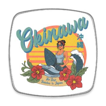 Okinawa Beaches (Halftone Version) - Viereckiger Kühlschrankmagnet - Weiß - Vorne