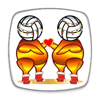 VOLLEY-BALL AU POULET RÔTI DE NOËL - Magnet carré - blanc - Devant