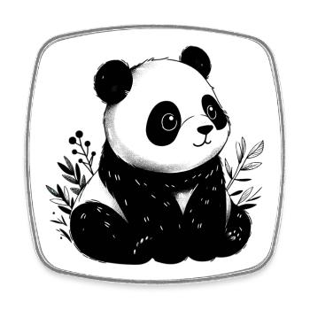 Panda - Viereckiger Kühlschrankmagnet - Weiß - Vorne