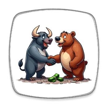 Stock Market Taurus Bear Handshake Profit Gift - Square fridge magnet - white - Front