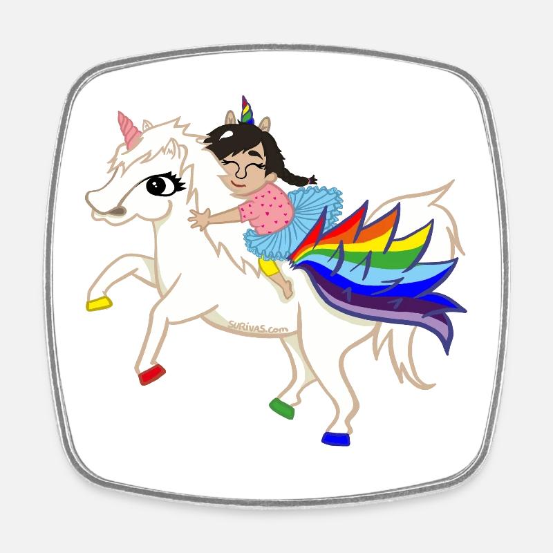 Unicorn pegasus unicorn rainbow - Square fridge magnet - white