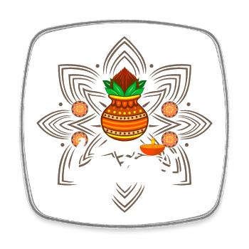 Happy Ugadi - Feier den Neuanfang mit Freude - Viereckiger Kühlschrankmagnet - Weiß - Vorne