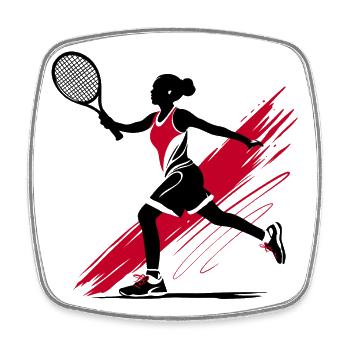Tennis Tennisspielerin Silhouette, rot-schwarz - Viereckiger Kühlschrankmagnet - Weiß - Vorne