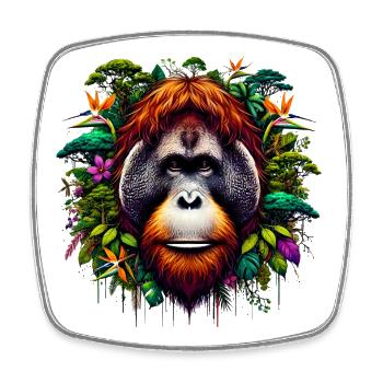Orang-Utan Affe Orang-Utan - Viereckiger Kühlschrankmagnet - Weiß - Vorne
