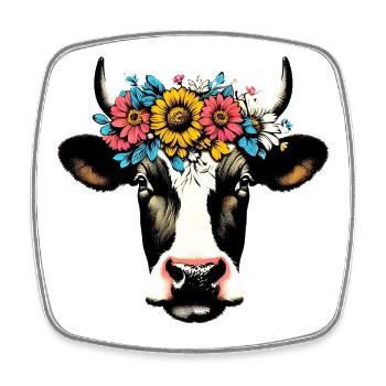 Vache - Magnet carré - blanc - Devant